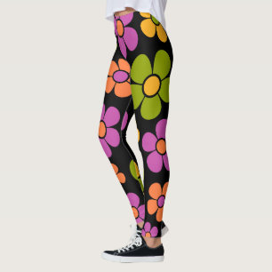 Reto 1960er Style Mid Mod Floral Pattern Leggings