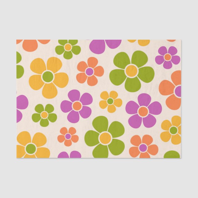 Reto 1960er Style Mid Mod Floral Pattern Seidenpapier (Vorderseite)