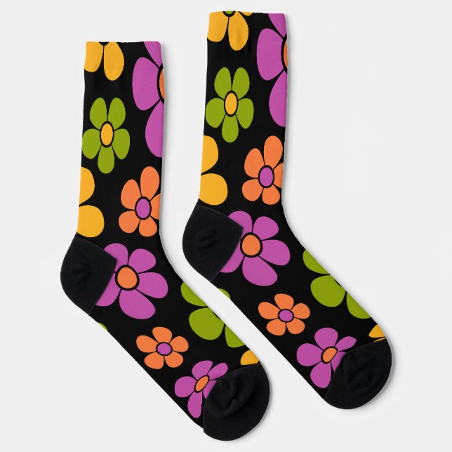 Reto 1960er Style Mid Mod Floral Pattern Socken (Rechts)