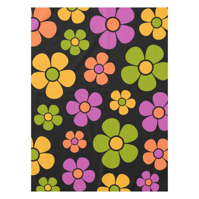 Reto 1960er Style Mid Mod Floral Pattern Tischdecke (Vorderseite)