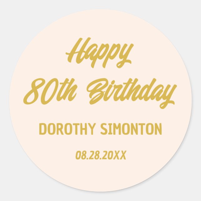 Reto Script 80. Geburtstag Umschlag Aufkleber (Vorderseite)