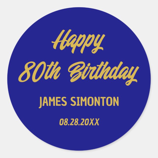Reto Script 80. Geburtstag Umschlag Aufkleber (Vorderseite)