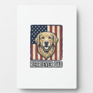 Retriever Dad Vintage Hund Flagge Shirt Design_1 Fotoplatte