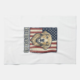 Retriever Dad Vintage Hund Flagge Shirt Design_1 Geschirrtuch
