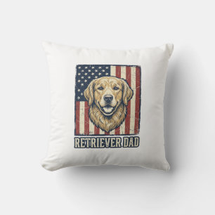Retriever Dad Vintage Hund Flagge Shirt Design_1 Kissen