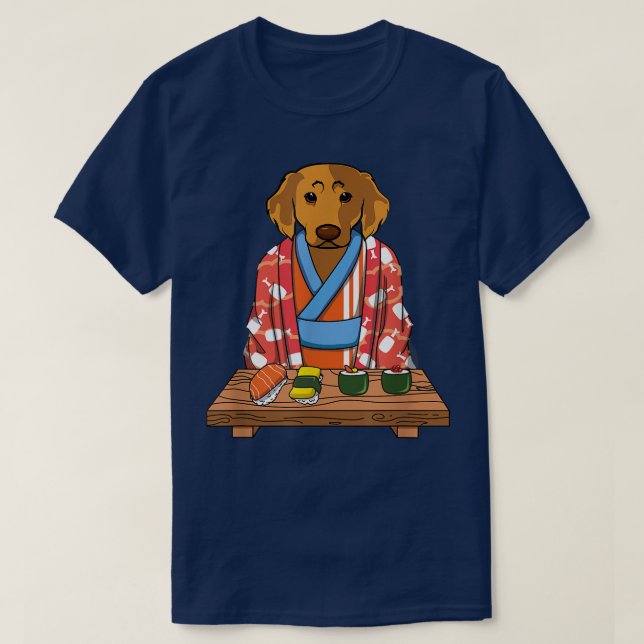 Retriever Golden Dog Kimono Kawaii japanischer Fei T-Shirt (Design vorne)