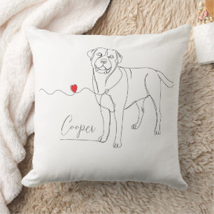 Retriever-Haustier-Linienkunst mit Namen Kissen