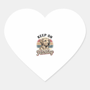Retriever-Hundeshirt Vintage Keep On Fetching Graf Herz-Aufkleber