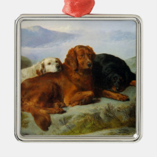 Retriever, Iren und Gordon-Setzer-Druck-Verzierung Silbernes Ornament
