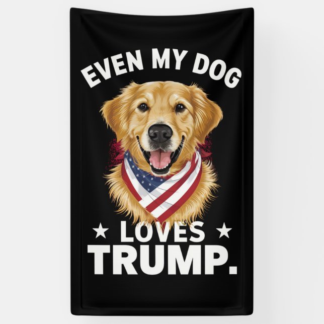 Retriever sogar My Hund Lieben Trump USA Flag Banner (Vertikal)