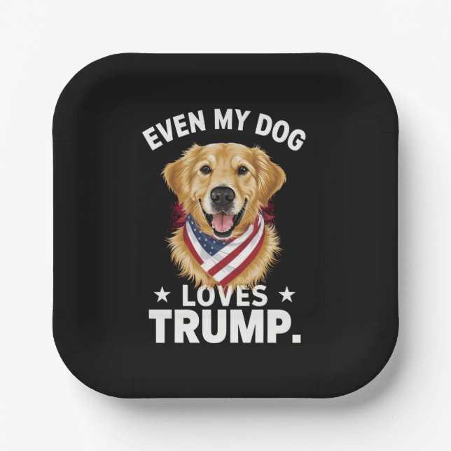 Retriever sogar My Hund Lieben Trump USA Flag Pappteller (Vorderseite)