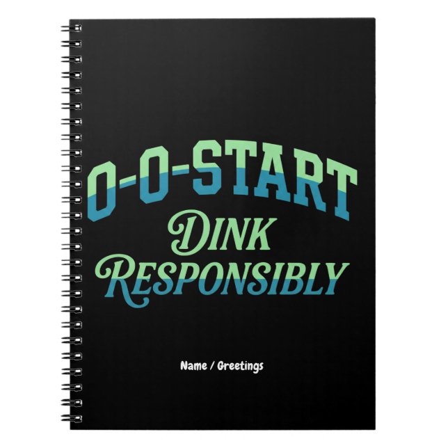 Retro 0-0-Start Court Aesthetic Minimal Pickleball Notizblock (Vorderseite)