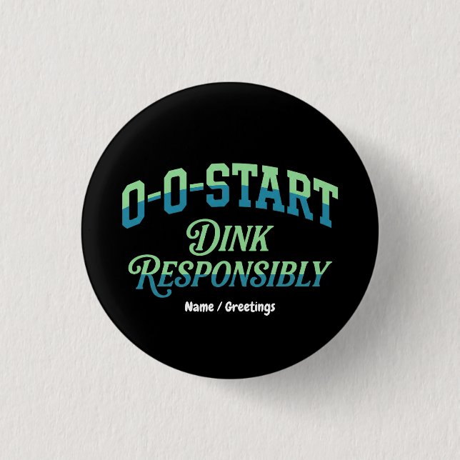 Retro 0-0-Start Court Ästhetik Minimal Pickleball Button (Vorderseite)