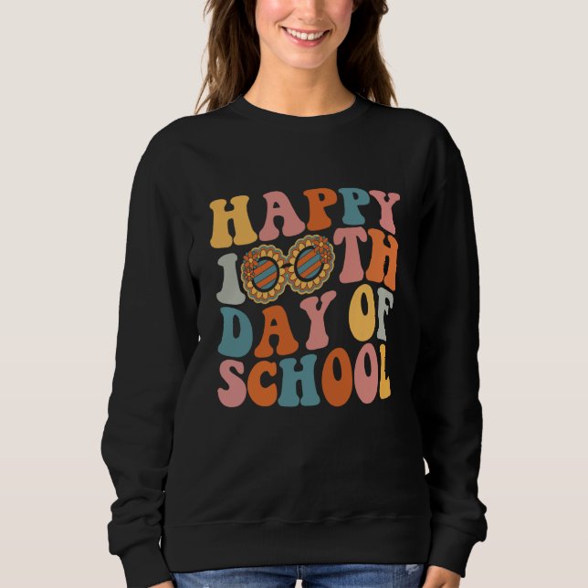 Retro 100 Days Of School Teacher Boys Girls 100th  Sweatshirt (Vorderseite)