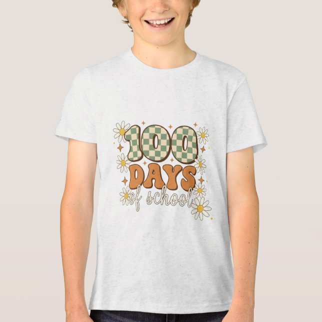 Retro 100 Days of School Tri-Blend Shirt (Vorderseite)