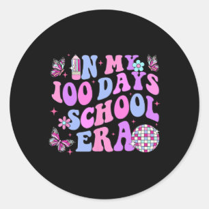 Retro 100. Schullehrer Kind 100 Tage Runder Aufkleber