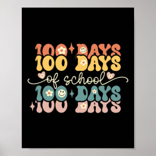 Retro 100 Tage der Schule Groovy Lehrer 100. Tag Poster