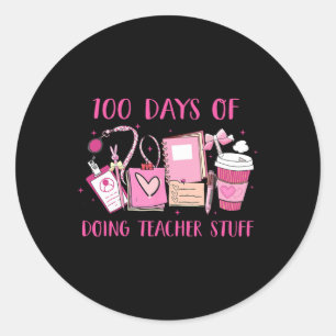 Retro 100 Tage Lehrerstuhl Funny Teache Runder Aufkleber