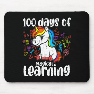 Retro 100 Tage Magisches Lernen Einhornmädchen 1 Mousepad