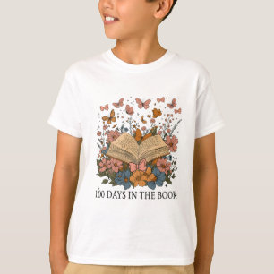 Retro 100 Tage Schule Blumen Schmetterling Thema T-Shirt