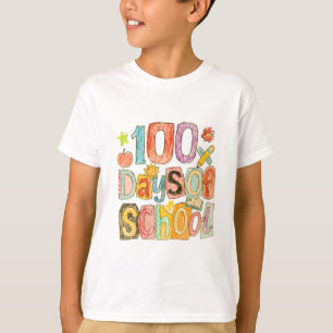 Retro 100 Tage Schule Buntstift Kinder T-Shirt