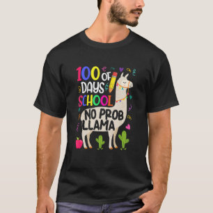 Retro 100 Tage Schule Kein Prob Llama Llama Lehrer T-Shirt