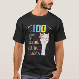 Retro 100 Tage Schule Nr. Probllama glücklich 100. T-Shirt