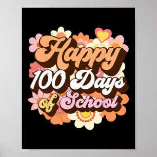 Retro 100 Tage Schullehrer Kinder Groovy 100 t Poster