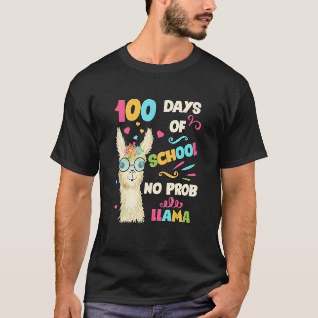 Retro 100th Day Of School No Prob Lama 100 Days Sm T-Shirt (Vorderseite)
