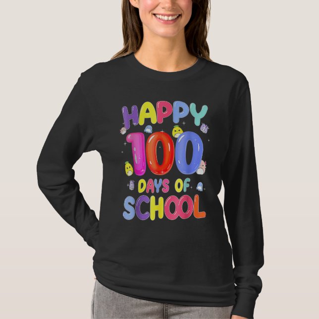 Retro 100th Day Of School Teachers Kids Child Happ T-Shirt (Vorderseite)