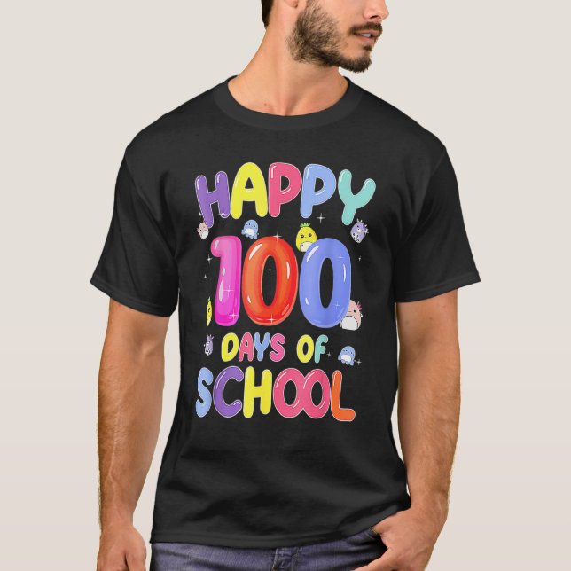 Retro 100th Day Of School Teachers Kids Child Happ T-Shirt (Vorderseite)