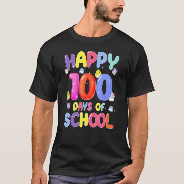 Retro 100th Day Of School Teachers Kids Child Happ T-Shirt (Vorderseite)
