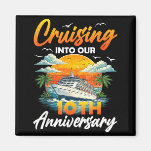 Retro 10-Jahres-Jubiläums-Kreuzfahrt Sonnenunterga Magnet