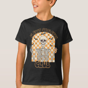 Retro 12 Foot Skeleton Club Halloween Kids Trick O T-Shirt