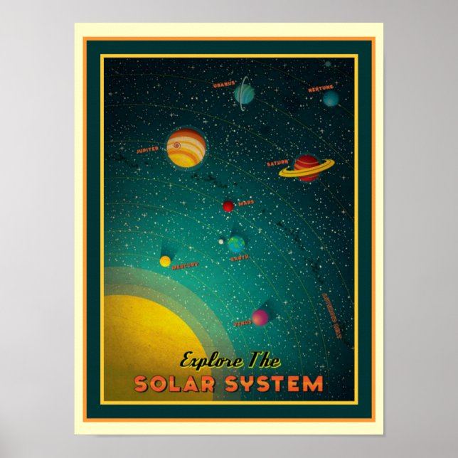 Retro 12 x 16 Solarsystem-Poster Poster (Vorne)
