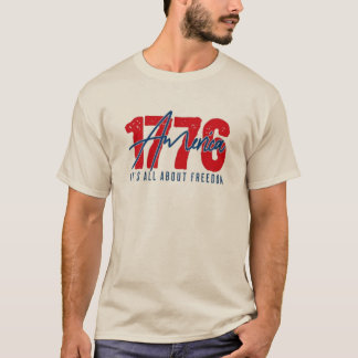 Retro 1776 America Schrift und Blockbuchstaben-Log T-Shirt