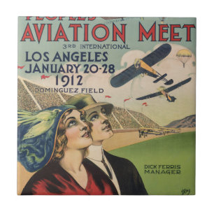 Retro 1912 Los Angeles Luftfahrt-Ausstellung Reise Fliese