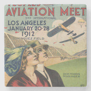 Retro 1912 Los Angeles Luftfahrt-Ausstellung Reise Steinuntersetzer