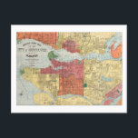 Retro 1914 Karte Stadt Vancouver British Columbia<br><div class="desc">Diese Postkarte enthält eine Kopie einer chromolithographischen Anleitung der Stadt Vancouver (British Columbia) aus dem Jahr 1914, und ihre Vororte werden angezeigt, in der verschiedene Orte und Gebiete mit unterschiedlichen Farben für eine Differenzierung beschrieben werden. Die Hauptstraßen, Parks und Wasserstraßen sind deutlich markiert und bieten einen umfassenden Überblick über die...</div>