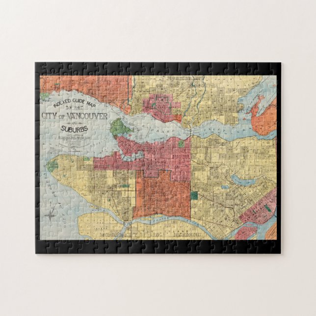 Retro 1914 Karte Stadt Vancouver British Columbia Puzzle (Horizontal)