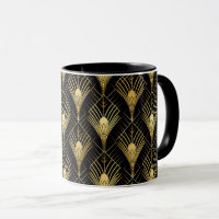 Retro 1920er Art Deco Schwarzes Gold Geometrisches
