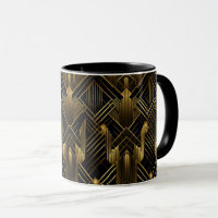 Retro 1920er Art Deco Schwarzes Gold Geometrisches