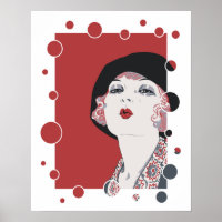 Retro 1920er Jazz Age Style Flapper Girl Blasen