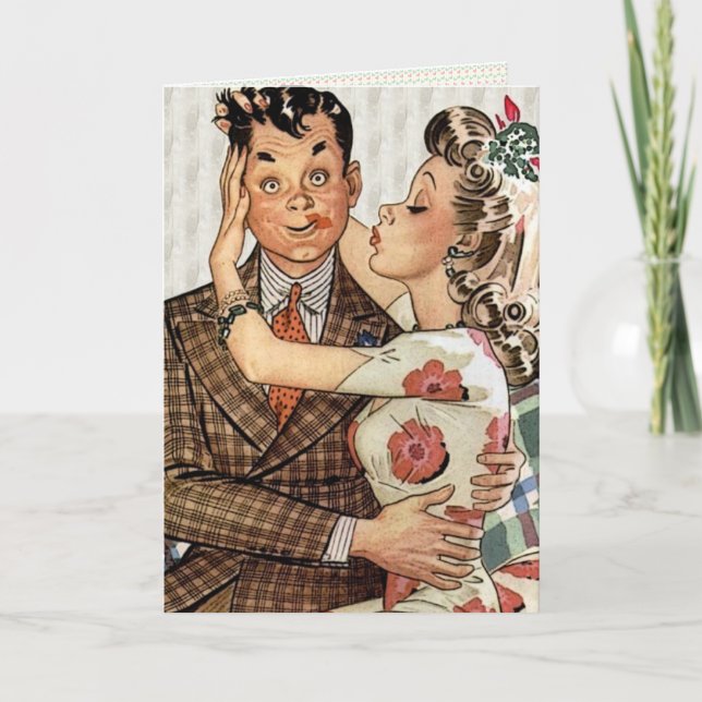 Retro 1940er Kissing Couple Karte (Vorderseite)
