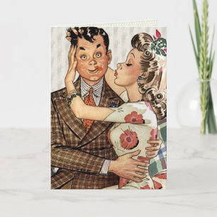 Retro 1940er Kissing Couple Karte