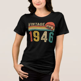 Retro 1946 Birthday Music Cassette Tape Bday Tri-Blend Shirt