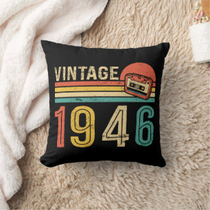 Retro 1946 Geburtstagsmusikliebhaber Kassettenband Kissen