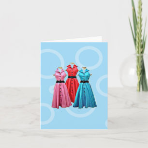 RETRO 1950 DRESSES GREETING CARD KARTE