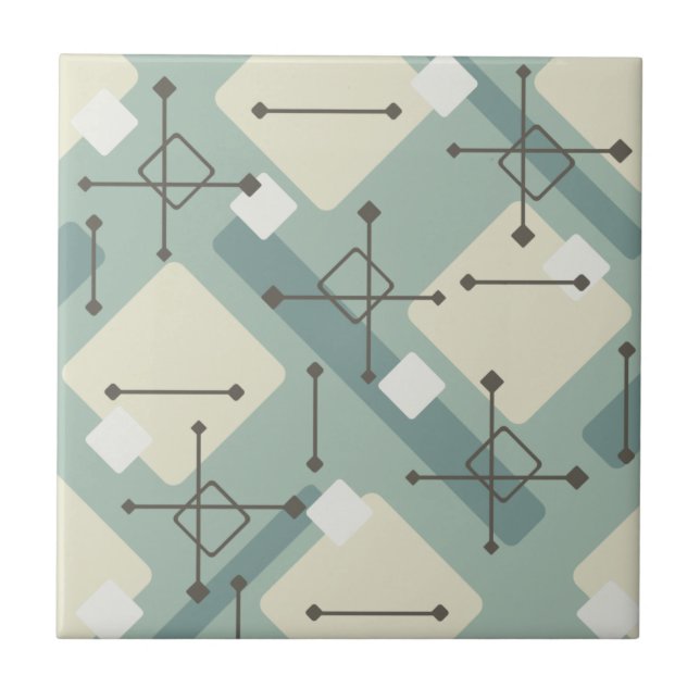 Retro 1950er Art Diamonds Sage Green Fliese (Vorderseite)