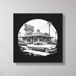 Retro 1950er Diner Leinwand Wall Art - Vintage Car